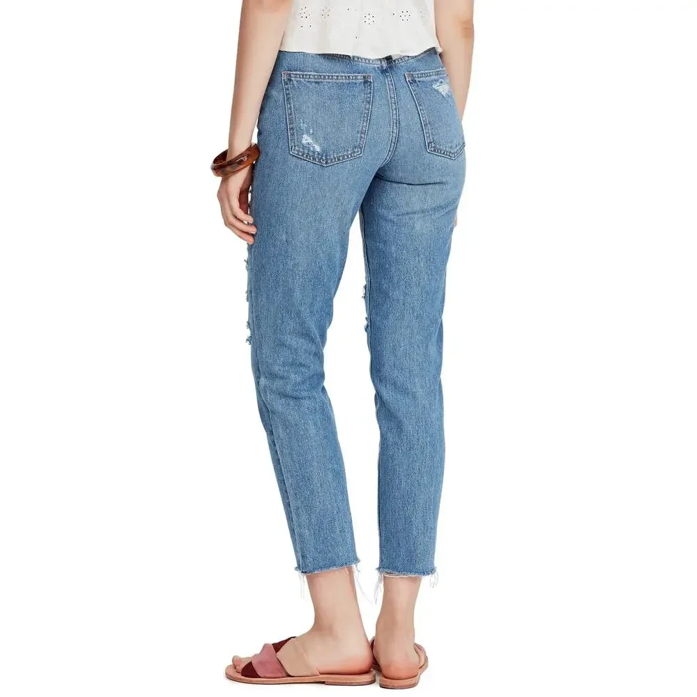 We the Free People Blossom Rigid Crop Skinny Jeans Distressed Size 27